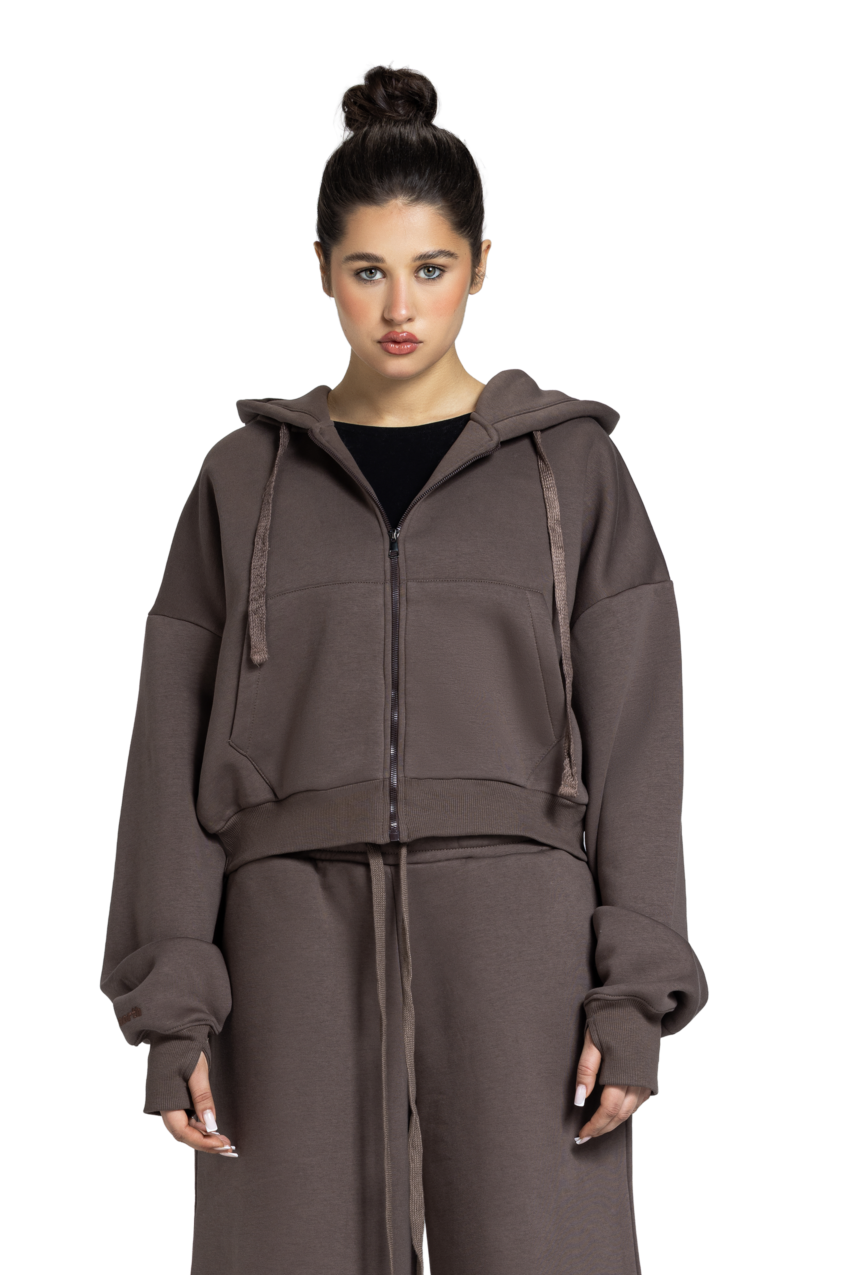 Women Cropped Zip-Up Jacket