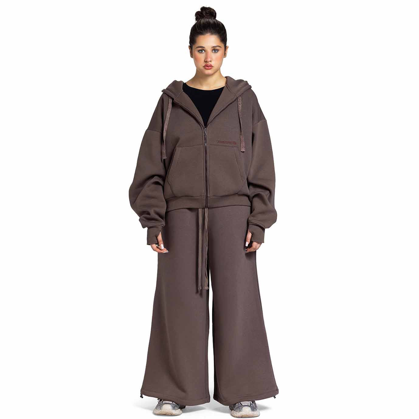 Women Oversized Zip-Up Set