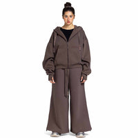 Women Oversized Zip-Up Set