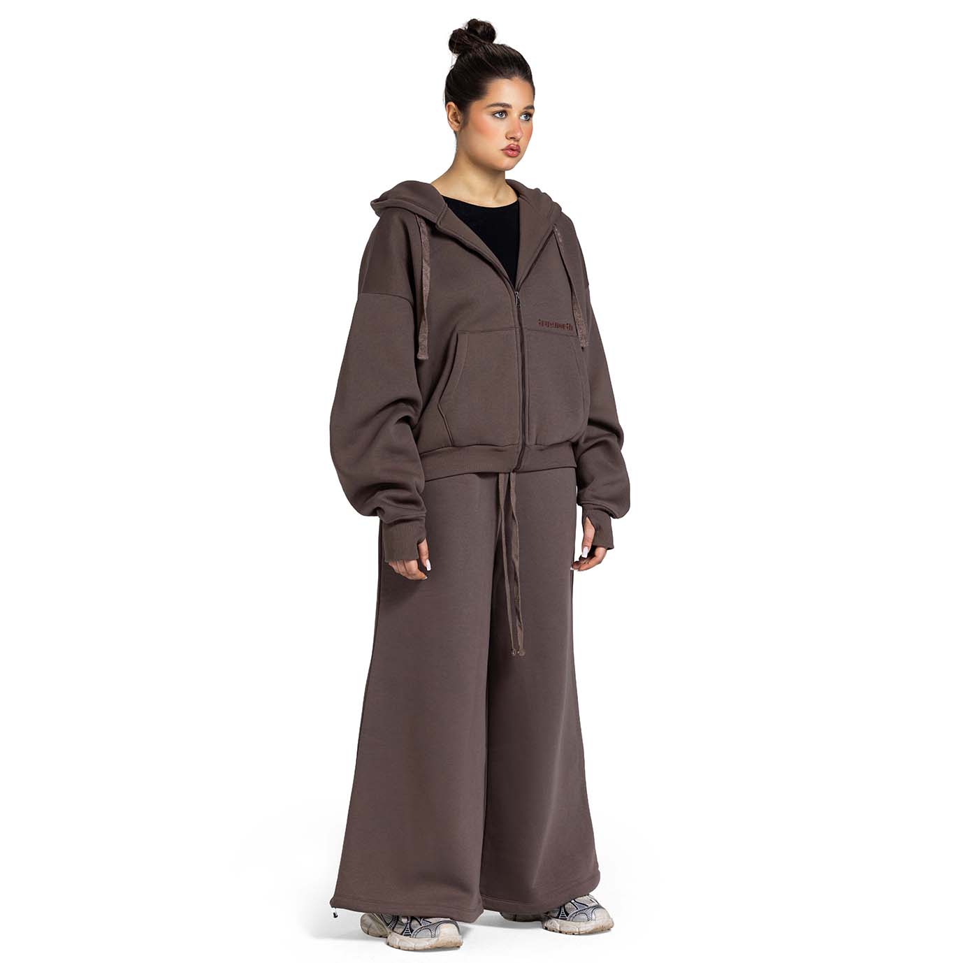 Women Oversized Zip-Up Set