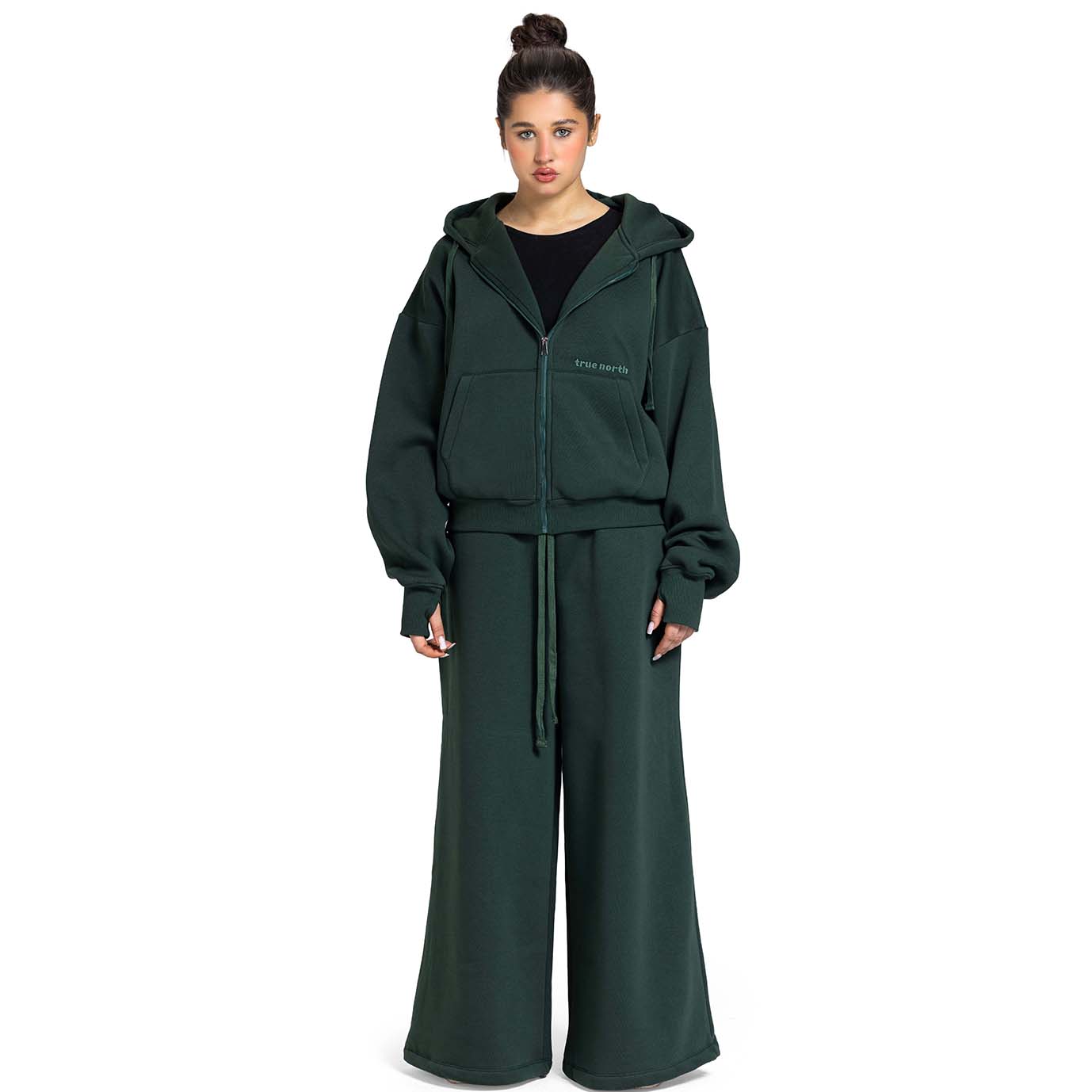 Women Oversized Zip-Up Set