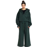 Women Oversized Zip-Up Set