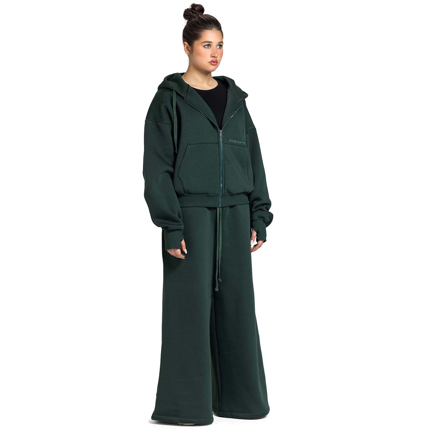 Women Oversized Zip-Up Set