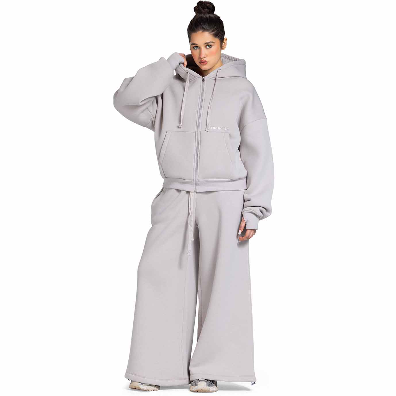 Women Oversized Zip-Up Set