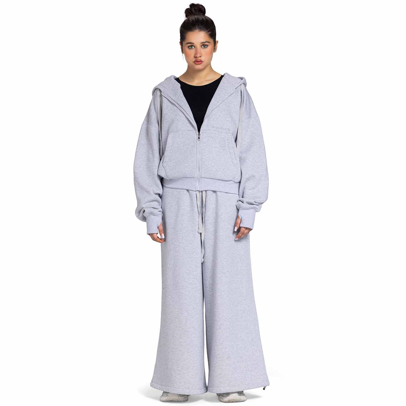 Women Oversized Zip-Up Set