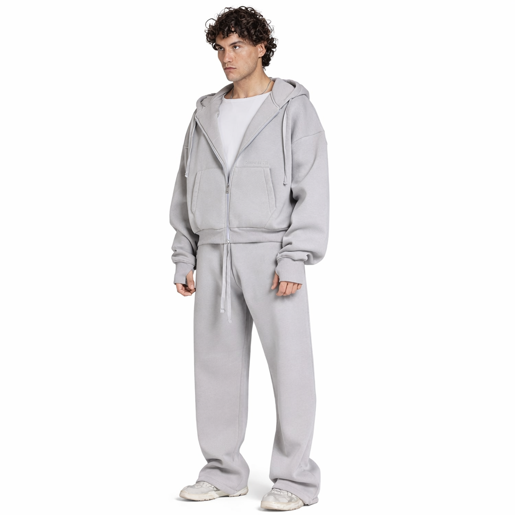 Men Oversized Zip-Up Set