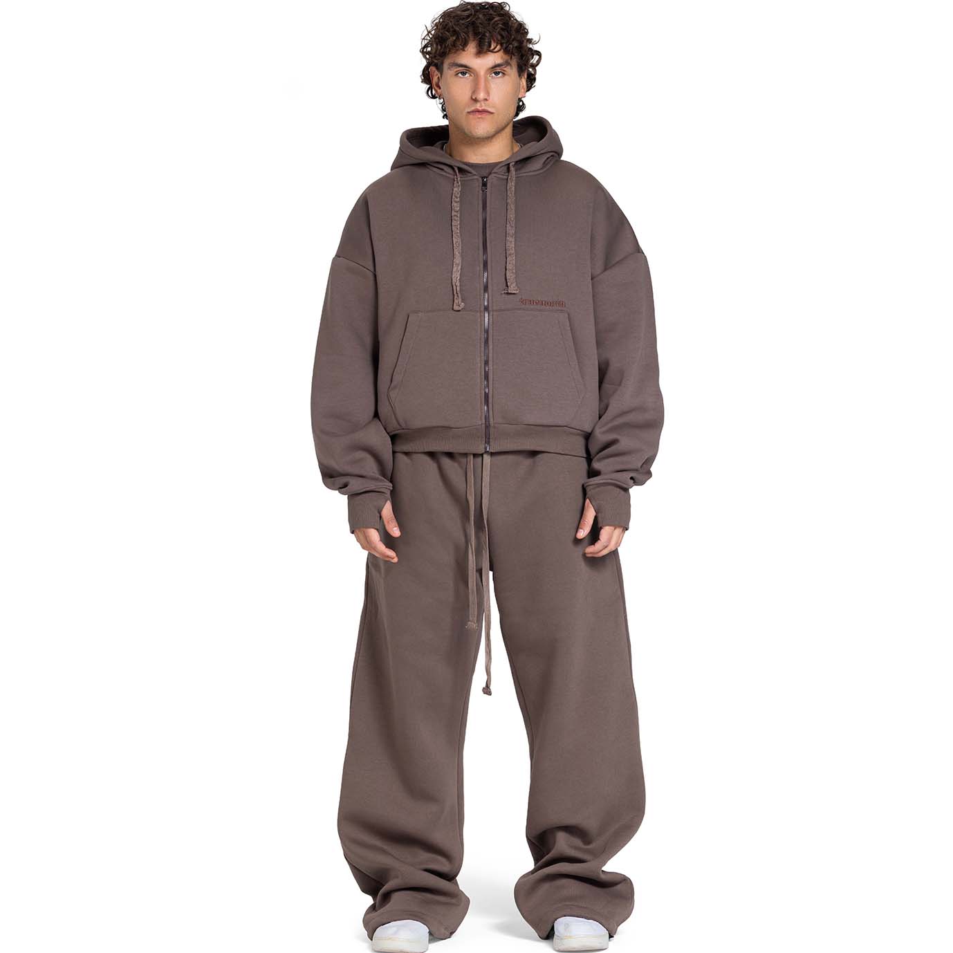 Men Oversized Zip-Up Set