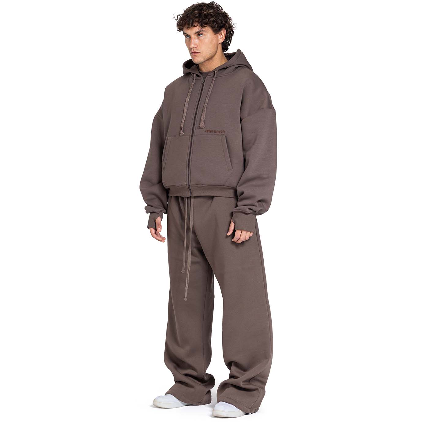 Men Oversized Zip-Up Set