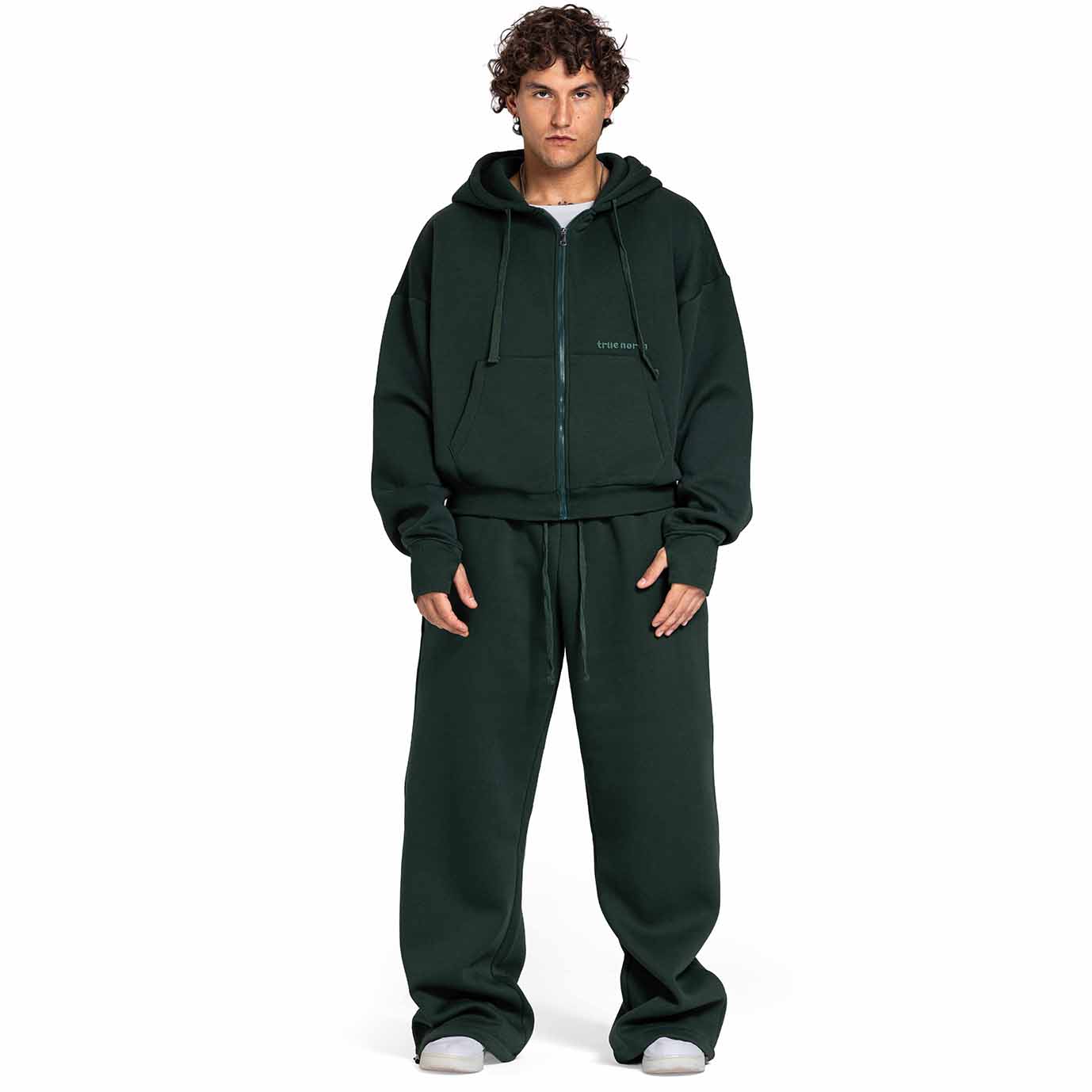 Men Oversized Zip-Up Set