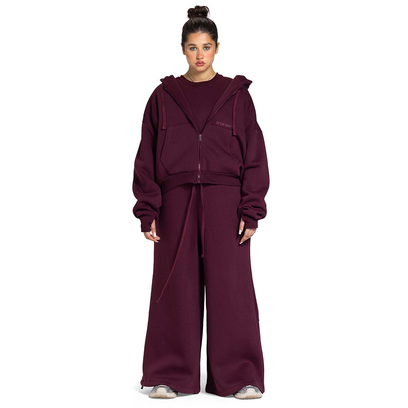Women Oversized Zip-Up Set