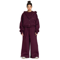 Women Oversized Zip-Up Set