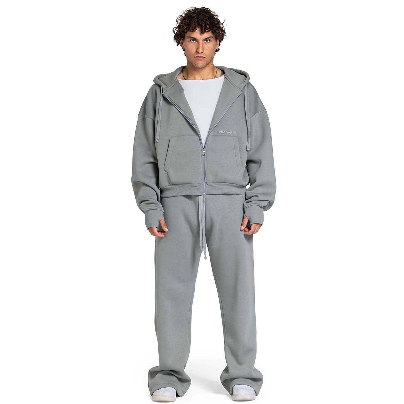 Men Oversized Zip-Up Set