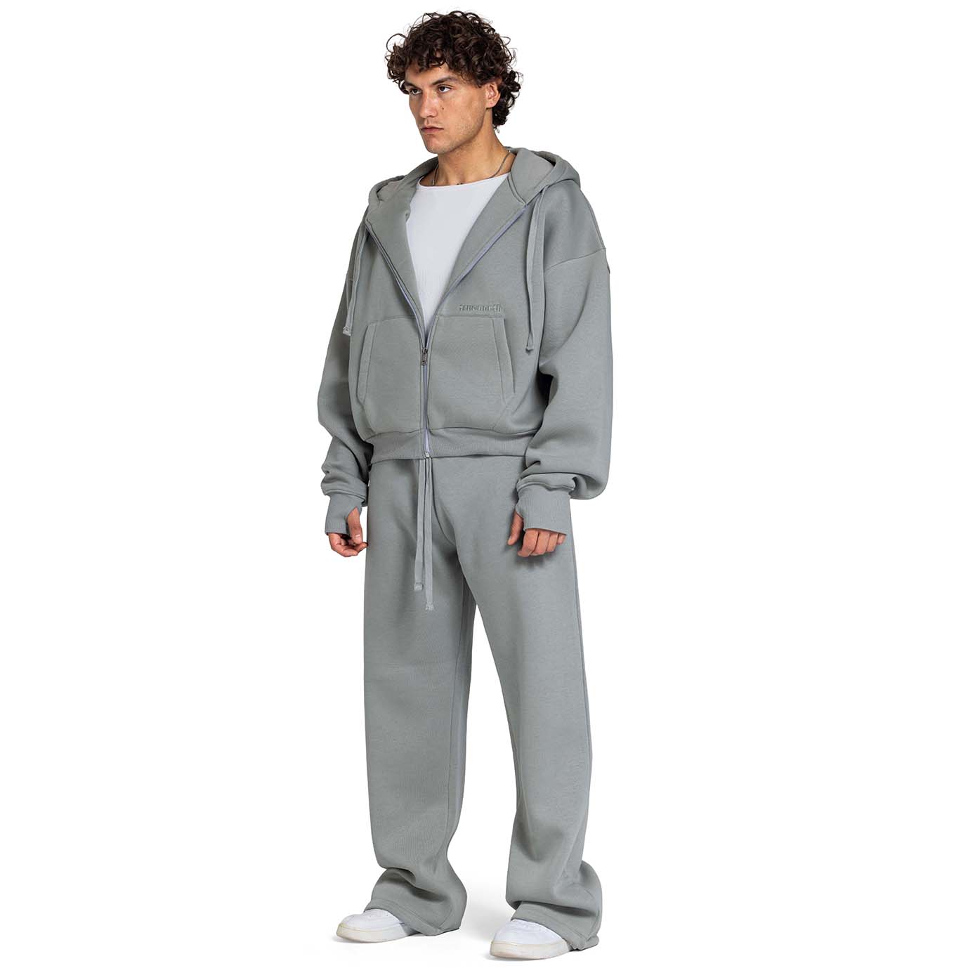Men Oversized Zip-Up Set