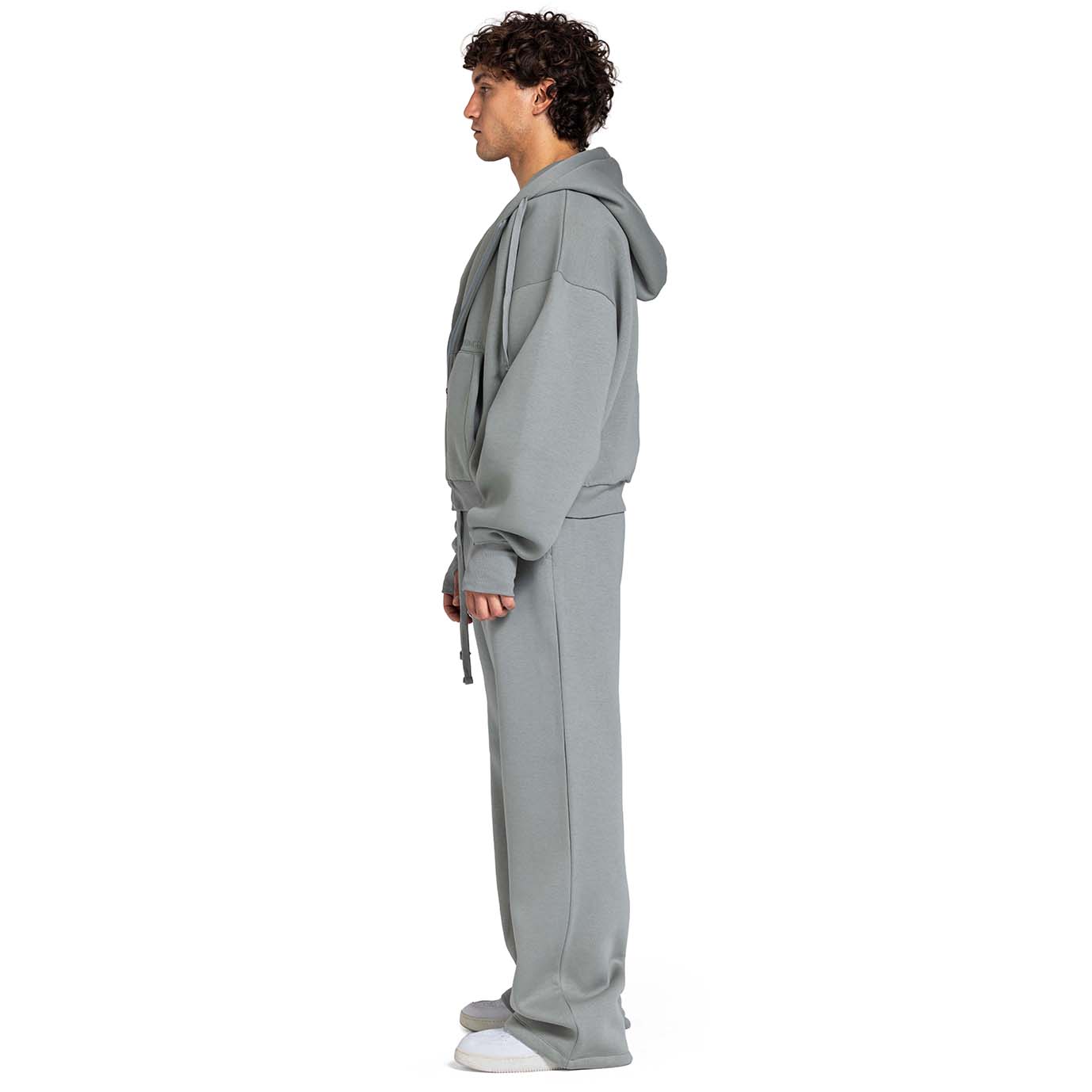 Men Oversized Zip-Up Set