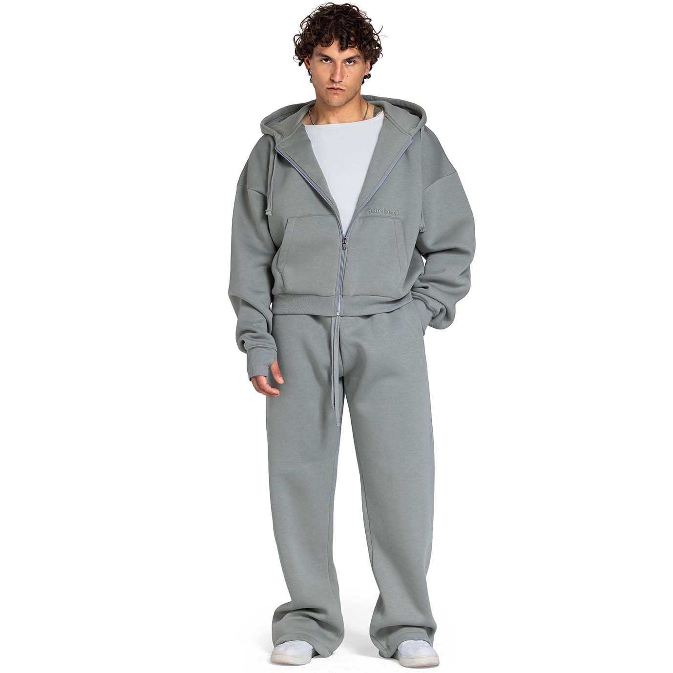 Men Oversized Zip-Up Set
