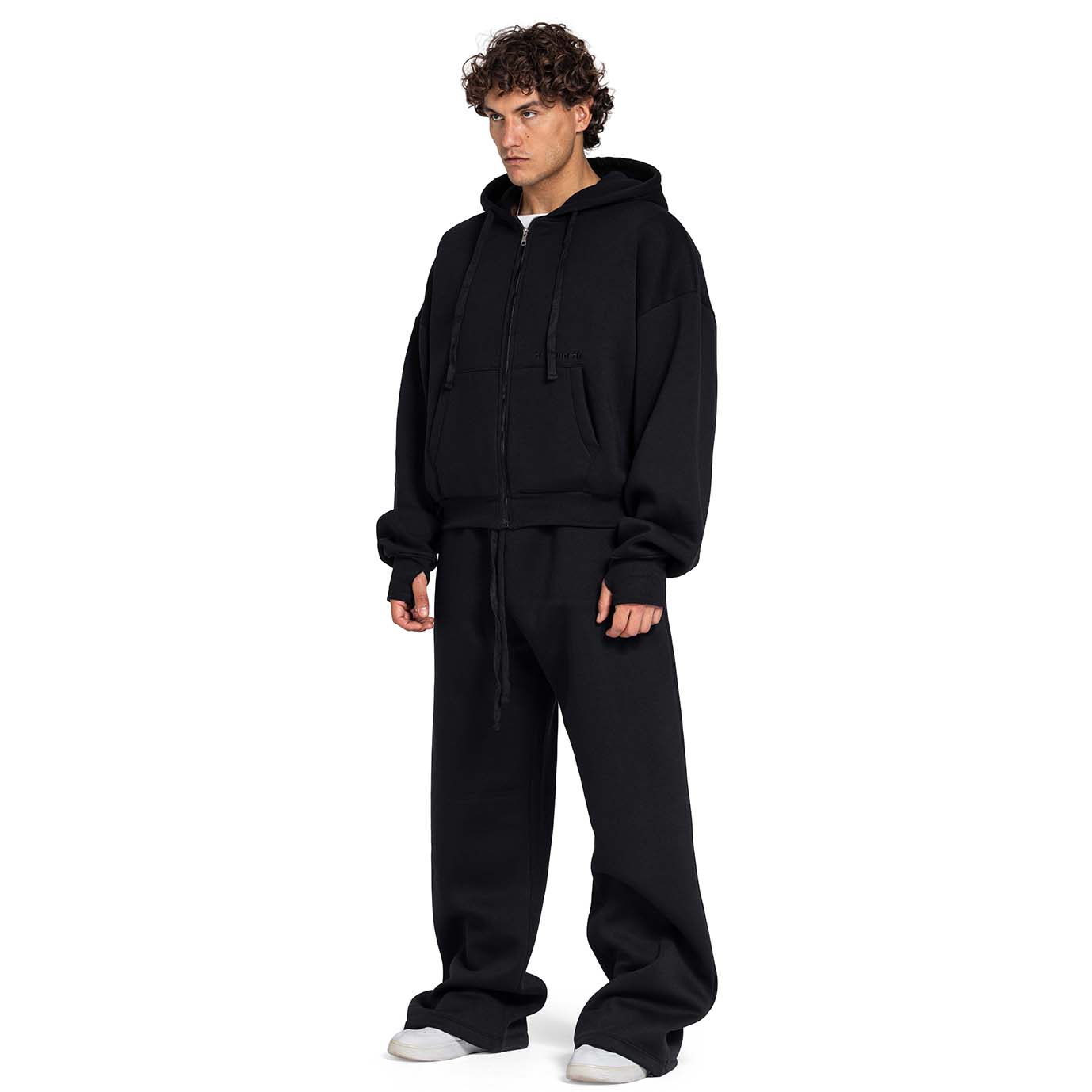 Men Oversized Zip-Up Set